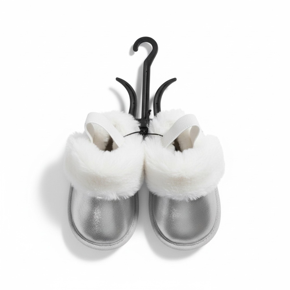 Silver and White Slippers - Girls